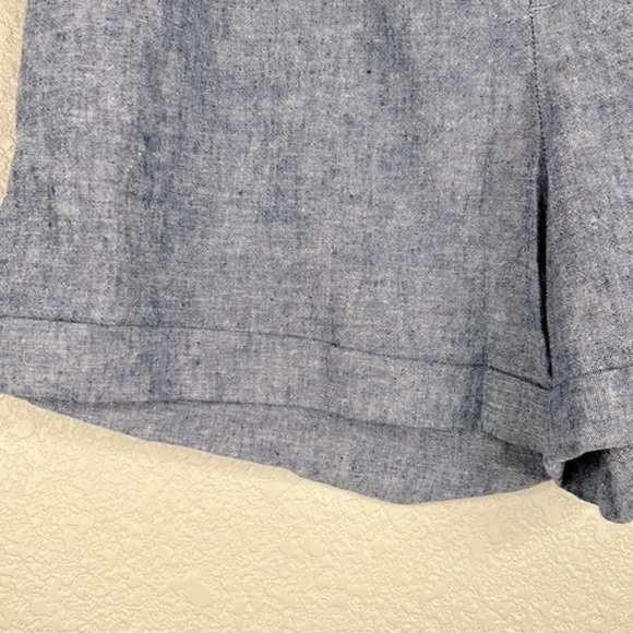 Uniqlo Blue Linen Cotton Blend Front Tie Elastic Waist Shorts Size XS - Picture 3 of 5